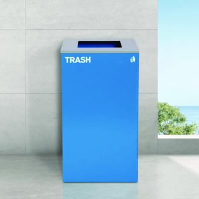 Alpine Industries 29 Gallon Trash/Recycling Cans, Steel, Blue Trash Can with Square Lid (ALH4450KITBLUST) ALH4450KITBLUST