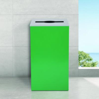 Alpine Industries 29 Gallon Trash/Recycling Cans, Steel, Green Can with Mixed Lid (ALH4450KITGRNM) ALH4450KITGRNM