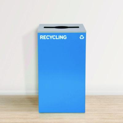 Alpine Industries 29 Gallon Trash/Recycling Cans, Steel, Blue Recycling Can with Mixed Lid (ALH4450KITBLUMR) ALH4450KITBLUMR
