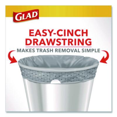Medium Drawstring Trash Bags with Clorox, 8 gal, Lemon Fresh Bleach Scent, 0.74 mil, 23