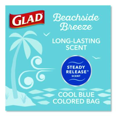 Small Kitchen Drawstring Trash Bags, 4 gal, Beachside Breeze Scent, 0.5 mil, 18