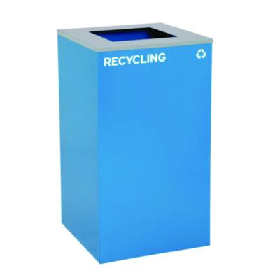 Alpine Industries 29 Gallon Trash/Recycling Cans, Steel, Blue Recycling and Black Trash Cans w/Square Lid, Green Mixed Recycling Can Mixed Lid (ALH4450BLKKIT22) ALH4450BLKKIT22