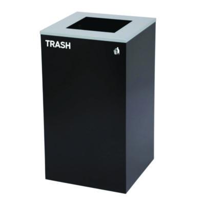 Alpine Industries 29 Gallon Trash/Recycling Cans, Steel, Blue Mixed Recycling and Black Trash Cans w/Square Lids, Green Compost Can w/Mixed Lid (ALH4450BLKKIT24) ALH4450BLKKIT24