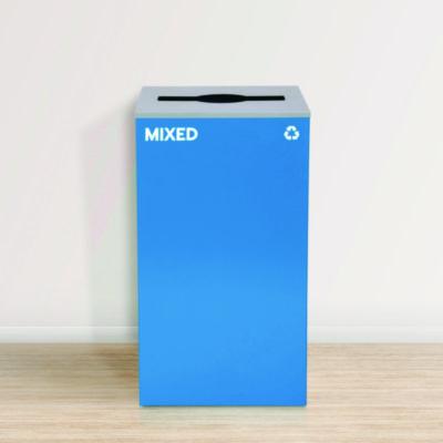 Alpine Industries 29 Gallon Trash/Recycling Cans, Steel, Blue Mixed Recycling and Green Compost Cans w/Mixed Lids, Black Trash Can w/Square Lid (ALH4450BLKKIT28) ALH4450BLKKIT28