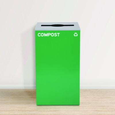 Alpine Industries 29 Gallon Trash/Recycling Cans, Steel, Blue Cans/Bottles Recycling w/Circle Lid, Green Compost w/Mixed Lid, BK Trash w/Sq Lid (ALH4450BLKKIT38) ALH4450BLKKIT38