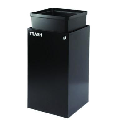 Alpine Industries 29 Gallon Trash/Recycling Cans, Steel, Blue Mixed Recycling w/Circle Lid, Green Recycling w/Mixed Lid, Black Trash w/Sq Lid (ALH4450BLKKIT40) ALH4450BLKKIT40