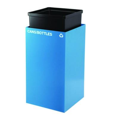 Alpine Industries 29 Gallon Trash/Recycling Cans, Steel, Blue Cans/Bottles with Circle Lid, Green Compost and Black Trash Cans with Square Lids (ALH4450BLKKIT34) ALH4450BLKKIT34
