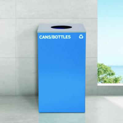 Alpine Industries 29 Gallon Trash/Recycling Cans, Steel, Blue Cans/Bottles with Circle Lid, Green Compost and Black Trash Cans with Square Lids (ALH4450BLKKIT34) ALH4450BLKKIT34