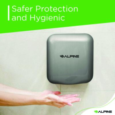 Alpine Industries Hemlock Commercial Automatic 120V Hand Dryer, 6.68 x 11.41 x 12.31, Stainless Steel, Silver (ALHALP40010SSB) ALHALP40010SSB