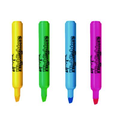 Brite Spots Tank Highlighters, Assorted Ink Colors, Chisel Tip, Assorted Barrel Colors, 4/Pack