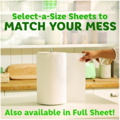 Select-a-Size Kitchen Roll Paper Towels, 2-Ply, 11 x 5.9, White, 135 Sheets/Roll, 2 Rolls/Pack