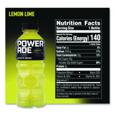 Sports Drink, Lemon Lime, 20 oz Bottle, 24/Pack