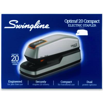 Optima Grip Electric Stapler, 20-Sheet Capacity, Black/Silver