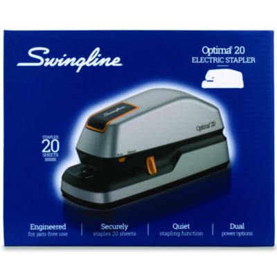 Optima 20 Electric Stapler, 20-Sheet Capacity, Silver