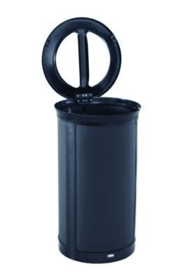 ENHANCE Series Waste Receptacle, Dual Top Hole, 33 gal, Metal, Jet Black Metallic
