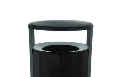RESIST Round Waste Container, 45 gal, Metal, Textured Black/Black Gloss