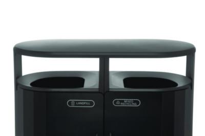 RESIST Dual Stream Waste and Recycling Container, 66 gal, Metal, Textured Black/Black Gloss