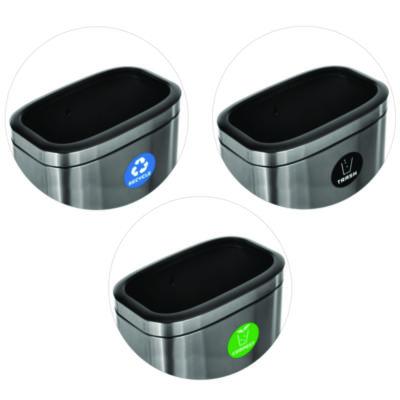 Alpine Industries 10.5 Gallon Recycle, Trash and Compost Combo Station, Brushed Stainless Steel (ALH47040LRTCO) ALH47040LRTCO