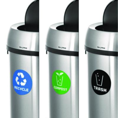 Alpine Industries 17 Gallon Stainless Steel Indoor Recycling, Trash and Compost Bins with Swivel Lid (ALH47065L1RTCO) ALH47065L1RTCO