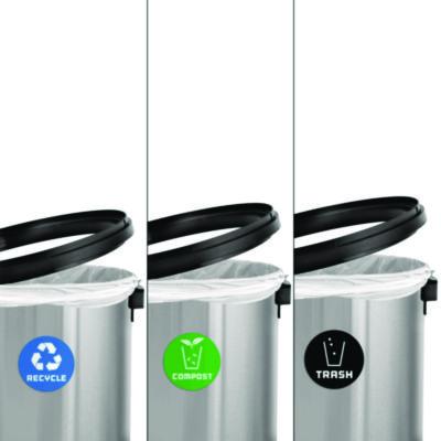 Alpine Industries 17 Gallon Stainless Steel Indoor Recycling, Trash and Compost Bins with Swivel Lid (ALH47065L1RTCO) ALH47065L1RTCO