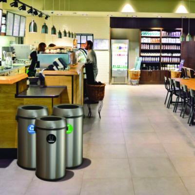 Alpine Industries 17 Gallon Stainless Steel Open Top Recycling, Trash and Compost Station (ALH47065LRTCO) ALH47065LRTCO