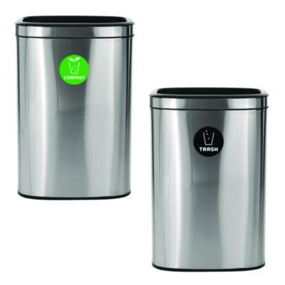 Alpine Industries 10.5 Gallon Compost and Trash Station, Brushed Stainless Steel (ALHALP47040LCOT) ALHALP47040LCOT