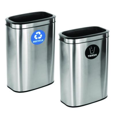 Alpine Industries 10.5 Gallon Recycle and Trash Station, Brushed Stainless Steel (ALHALP47040LRT) ALHALP47040LRT