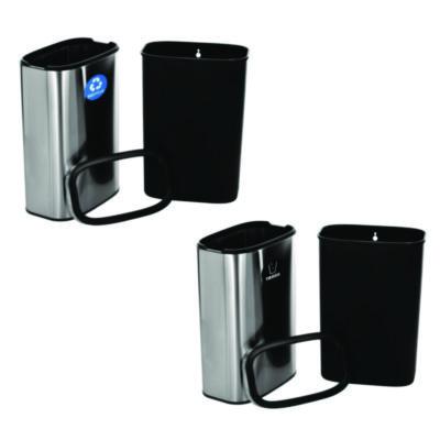 Alpine Industries 10.5 Gallon Recycle and Trash Station, Brushed Stainless Steel (ALHALP47040LRT) ALHALP47040LRT