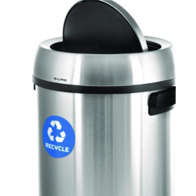 Alpine Industries 17 Gallon Stainless Steel Indoor Recycling Receptacle with Swivel Lid (ALHALP47065L1R) ALHALP47065L1R
