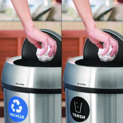 Alpine Industries 17 Gallon Stainless Steel Open Top Recycling Bin and Trash Receptacle (ALHALP47065LRT) ALHALP47065LRT