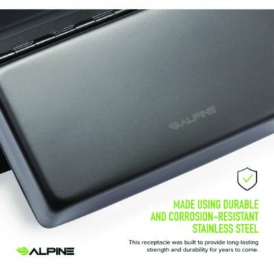 Alpine Industries Stainless Steel Wall-Mounted Sanitary Napkin Receptacle, Black (ALHALP451SSBBLK) ALHALP451SSBBLK