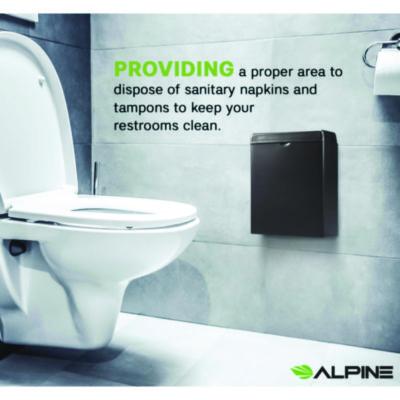 Alpine Industries Stainless Steel Wall-Mounted Sanitary Napkin Receptacle, Black (ALHALP451SSBBLK) ALHALP451SSBBLK