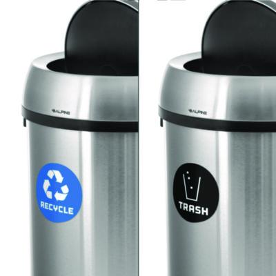 Alpine Industries 17 Gallon Stainless Steel Indoor Recycling Receptacle and Trash Station Swivel Lids (ALHALP47065L1RT) ALHALP47065L1RT