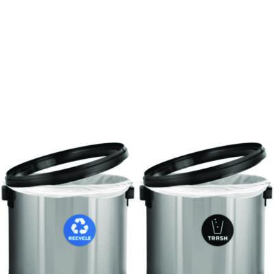 Alpine Industries 17 Gallon Stainless Steel Indoor Recycling Receptacle and Trash Station Swivel Lids (ALHALP47065L1RT) ALHALP47065L1RT