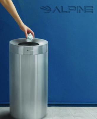 Alpine Industries 27 Gallon Stainless Steel Commercial Indoor Trash Can, Brushed Stainless Steel (ALHALP47527) ALHALP47527
