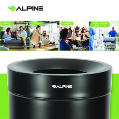 Alpine Industries 27 Gallon Stainless Steel Commercial Indoor Trash Can, Black (ALHALP47527BLK) ALHALP47527BLK