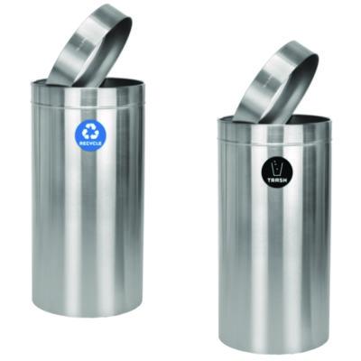 Alpine Industries 27 Gallon Stainless Steel Recycling Can and Trash Receptacle, Brushed Stainless Steel (ALHALP47527RT) ALHALP47527RT