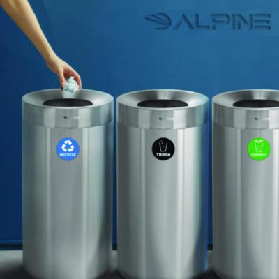 Alpine Industries 27 Gallon Stainless Steel Compost Bin, Recycling Can and Trash Receptacle, Brushed Stainless Steel (ALHALP47527RTCO) ALHALP47527RTCO