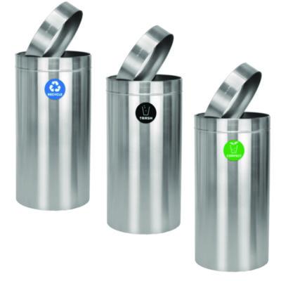 Alpine Industries 27 Gallon Stainless Steel Compost Bin, Recycling Can and Trash Receptacle, Brushed Stainless Steel (ALHALP47527RTCO) ALHALP47527RTCO