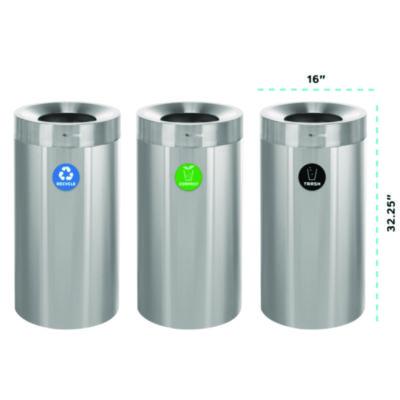 Alpine Industries 27 Gallon Stainless Steel Compost Bin, Recycling Can and Trash Receptacle, Brushed Stainless Steel (ALHALP47527RTCO) ALHALP47527RTCO