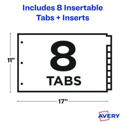 Insertable Big Tab Plastic Dividers, 8-Tab, 11 X 17, Green, 1 Set
