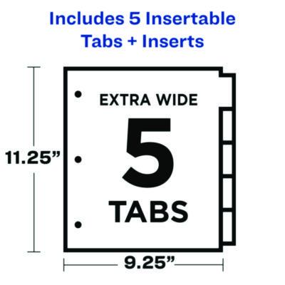 Big Tab Insertable Two-Pocket Plastic Dividers, 5-Tab, 11.13 X 9.25, Assorted, 1 Set