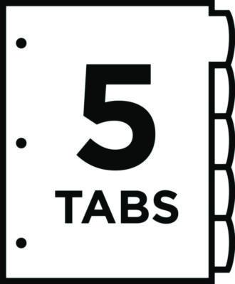 Big Tab Ultralast Plastic Dividers, 5-Tab, 11 X 8.5, Assorted, 1 Set