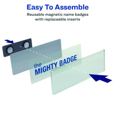 The Mighty Badge Name Badge Inserts, 1 x 3, Clear, Laser, 20/Sheet, 5 Sheets/Pack