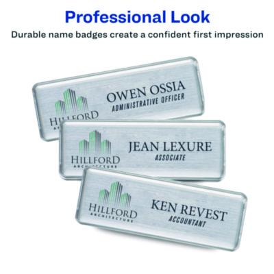 The Mighty Badge Name Badge Inserts, 1 x 3, Clear, Laser, 20/Sheet, 5 Sheets/Pack