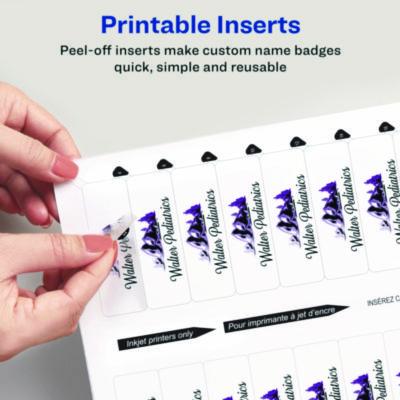 The Mighty Badge Name Badge Inserts, 1 x 3, Clear, Laser, 20/Sheet, 5 Sheets/Pack