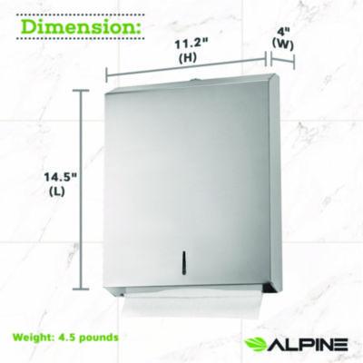 Alpine Industries Vertical C-Fold/Multi-Fold Paper Towel Dispenser, 14.5 x 4 x 11.2, Brushed Stainless Steel (ALHALP480) ALHALP480