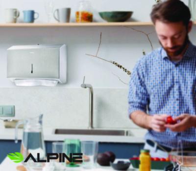 Alpine Industries Horizontal C-Fold/Multi-Fold Paper Towel Dispenser, 7.08 x 3.93 x 10.82, Brushed Nickel (ALHALP481S) ALHALP481S