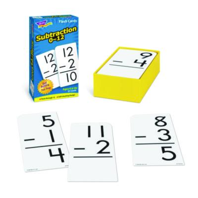 Skill Drill Flash Cards, Subtraction, 3 x 6, Black and White, 91/Pack