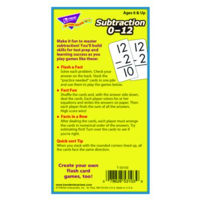 Skill Drill Flash Cards, Subtraction, 3 x 6, Black and White, 91/Pack